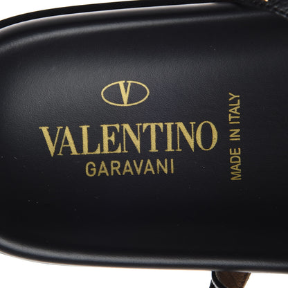 Valentino Garavani Calfskin Bedrock Rockstud Ankle Flat Sandals 38.5 Black 7 of 8