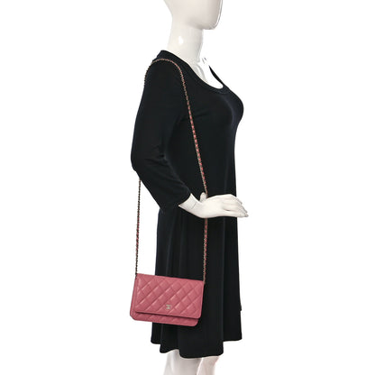 Chanel Caviar Quilted Wallet on Chain WOC Pink 2 of 11