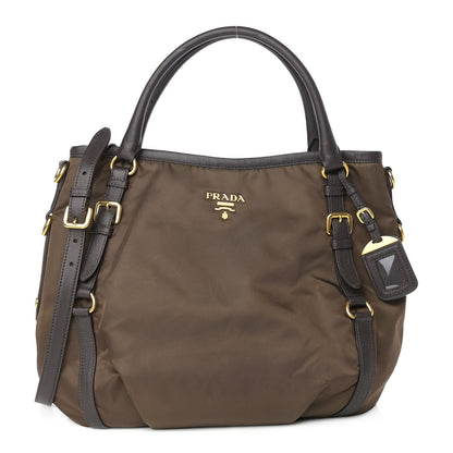 Prada Tessuto Nylon Soft Calf Small Tote Bruciato 1 of 10