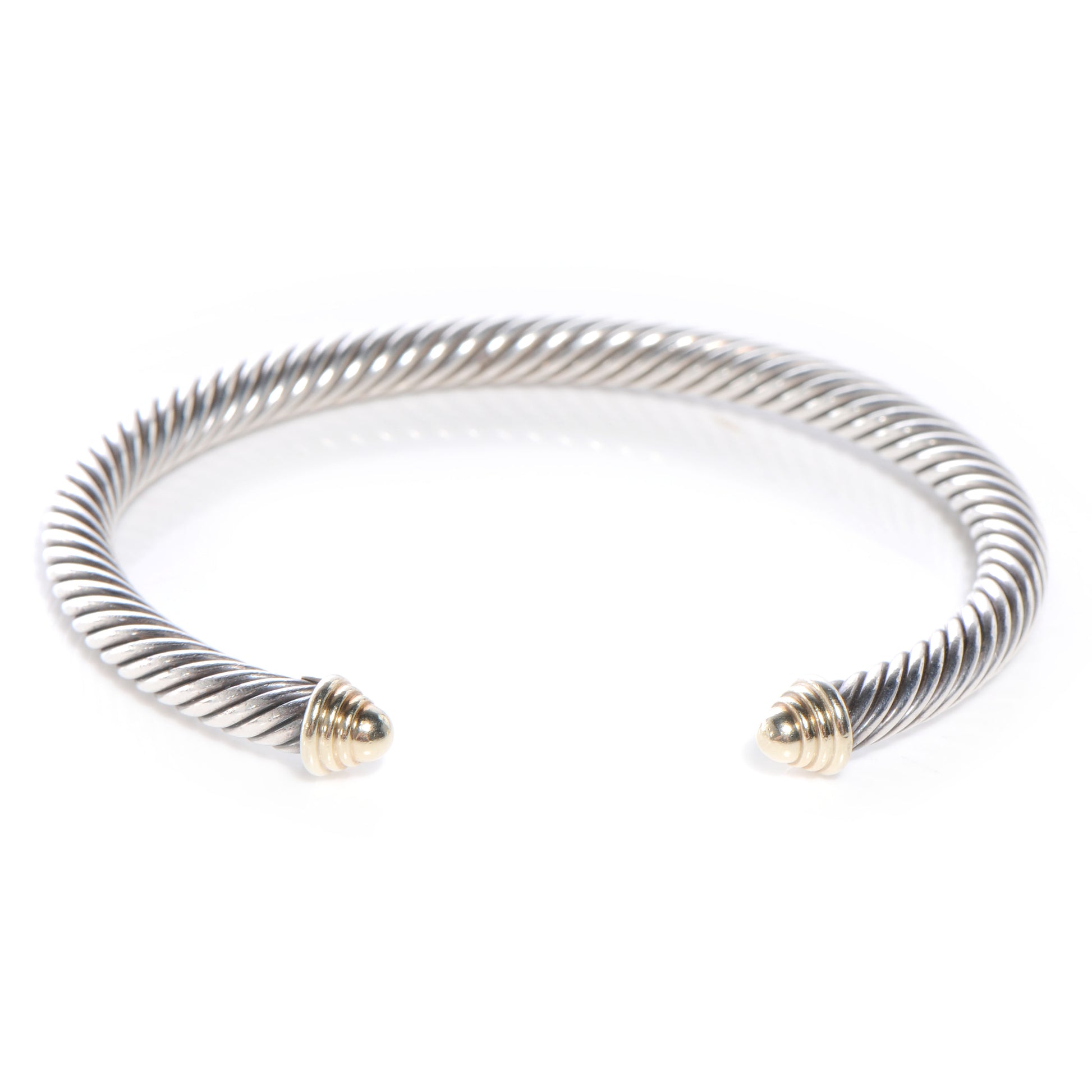 David Yurman Sterling Silver 14K Yellow Gold 5mm Cable Classics Bracelet 1 of 4