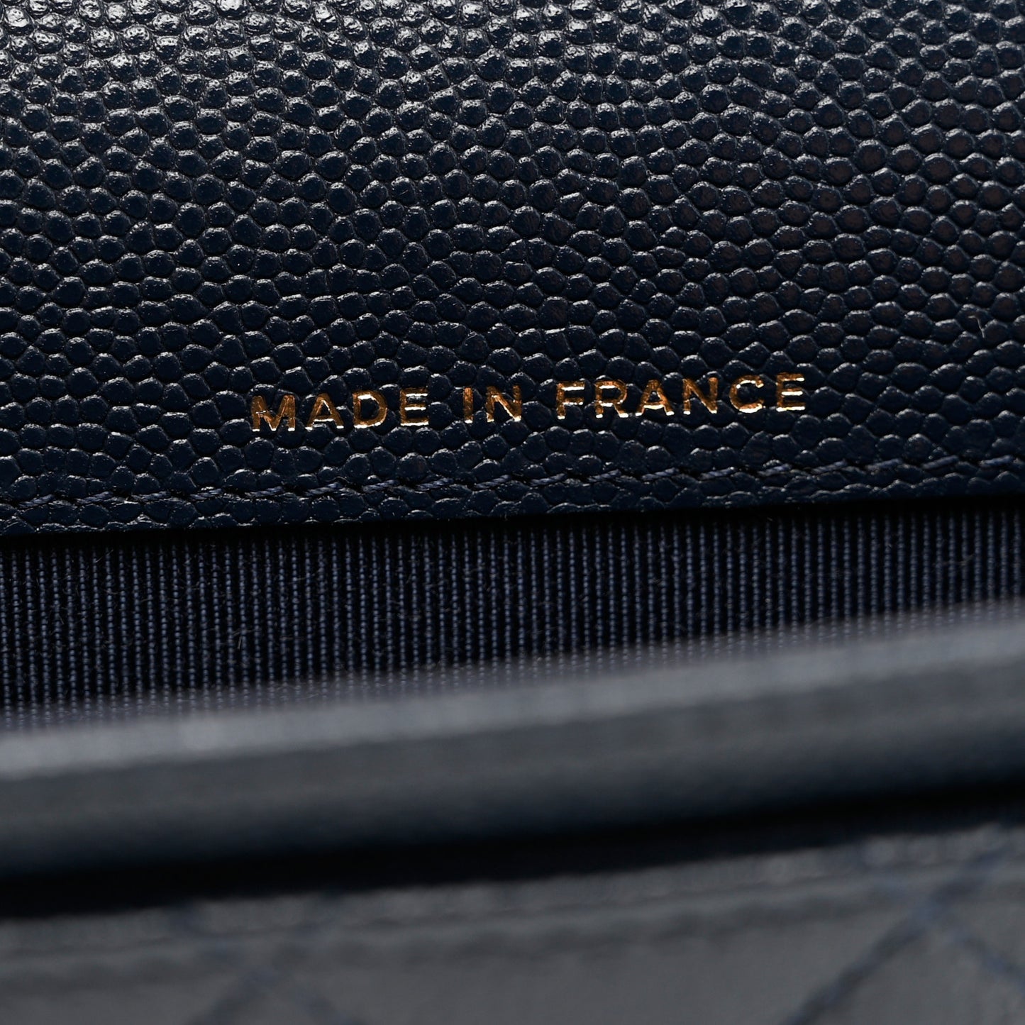 Caviar Quilted Flap Card Holder Wallet Navy Blue