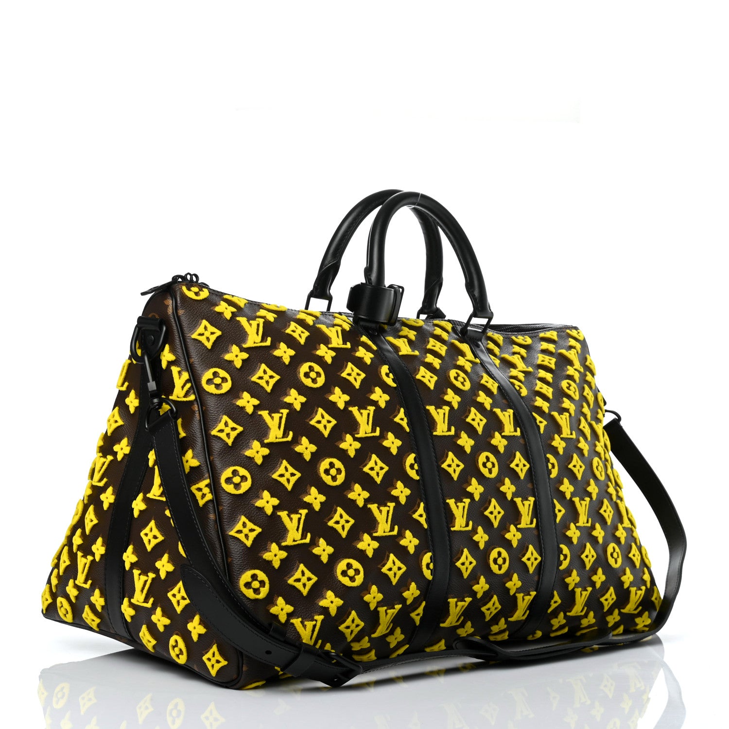 Louis Vuitton Monogram Tuffetage Keepall Triangle Bandouliere 50 Jaune 2 of 9