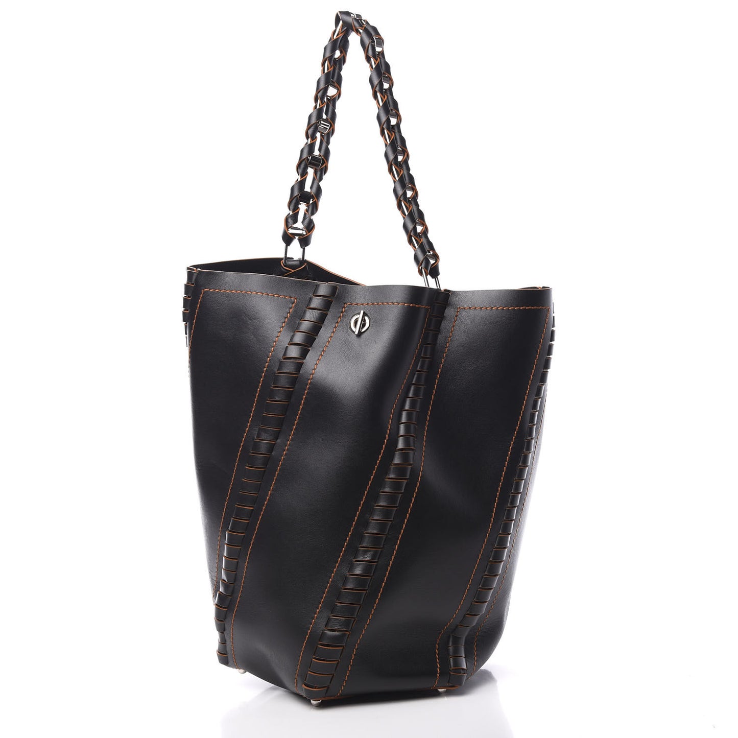 Calfskin Large Hex Bucket Black