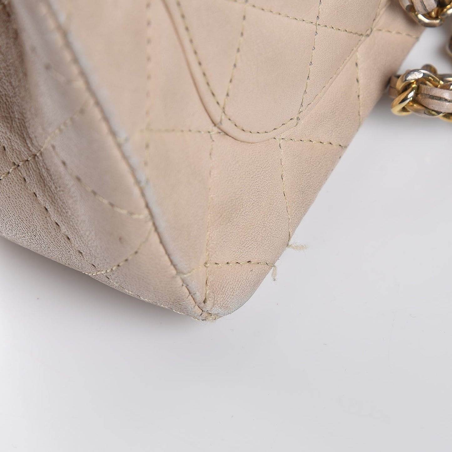 Lambskin Quilted Mini Rectangular Flap Beige