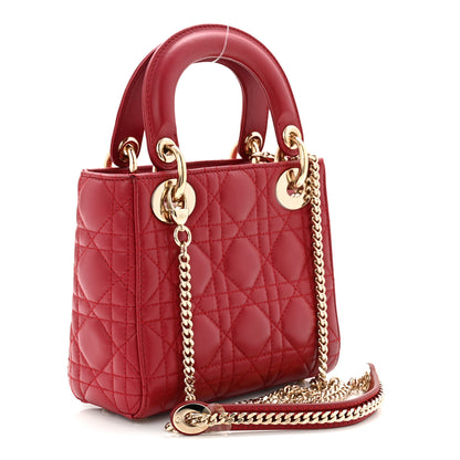 Christian Dior Lambskin Cannage Mini Lady Dior Red 3 of 11