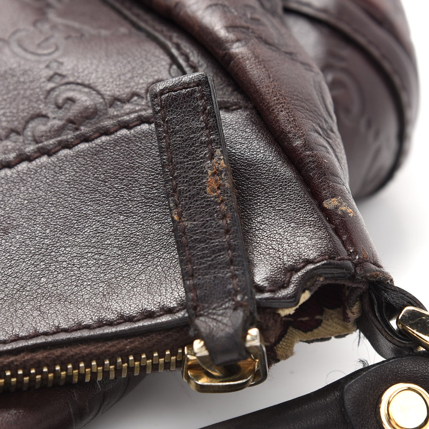 Guccissima Large D Gold Ring Hobo Chocolate Brown