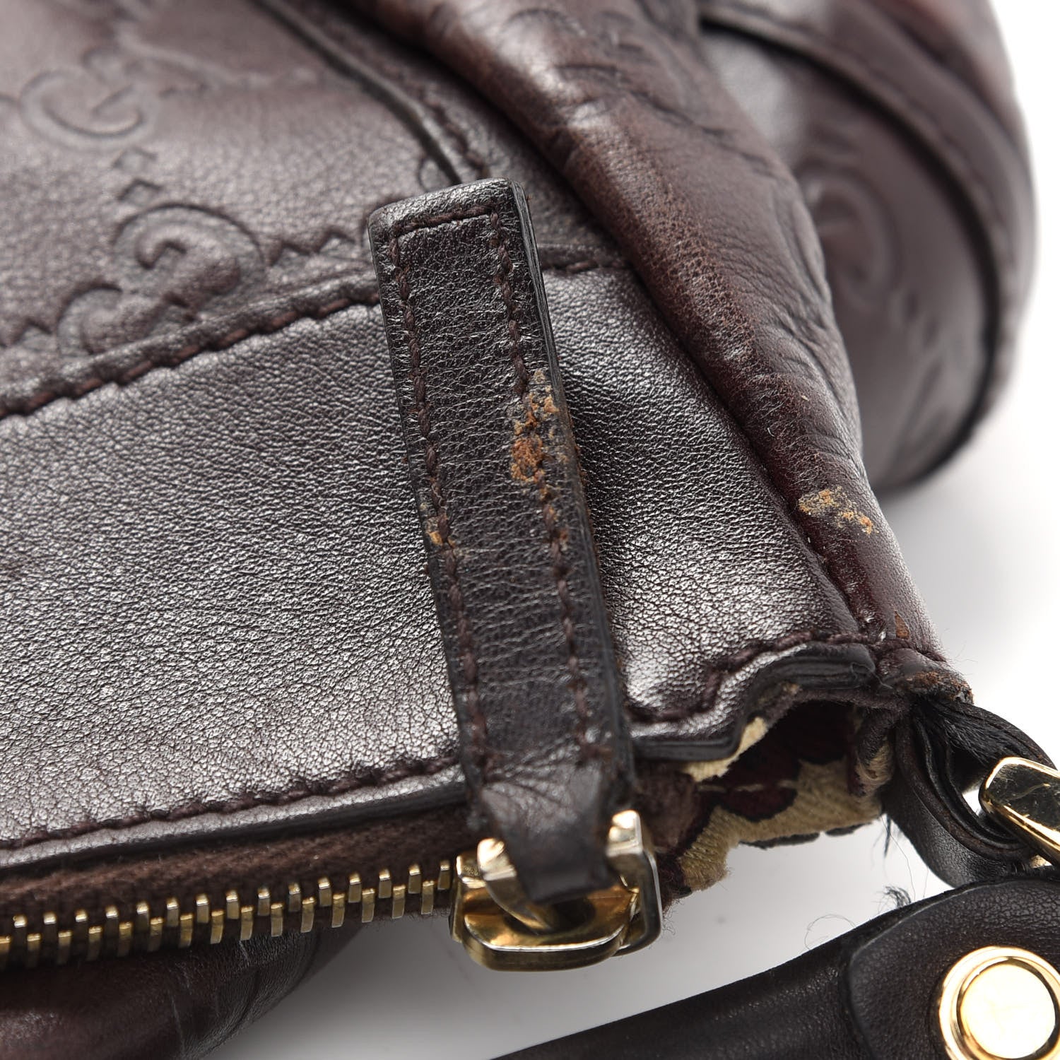Gucci Guccissima Large D Gold Ring Hobo Chocolate Brown 8 of 15