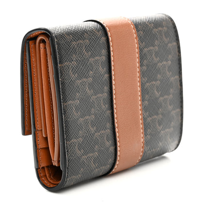 Celine Canvas Triomphe Lambskin Folded Compact Wallet Tan 3 of 11