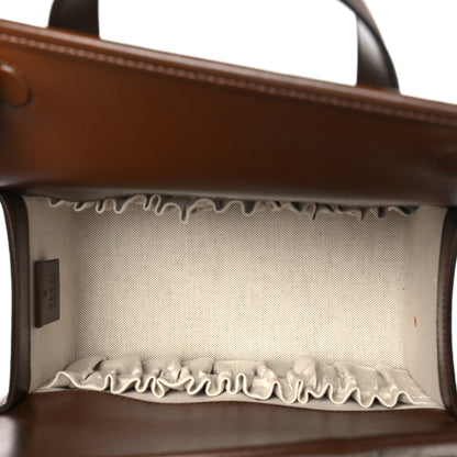 Gucci GG Supreme Monogram Azalea Calfskin Mini Horsebit 1955 Foldover Top Handle Bag Beige Ebony Brown Sugar 5 of 14