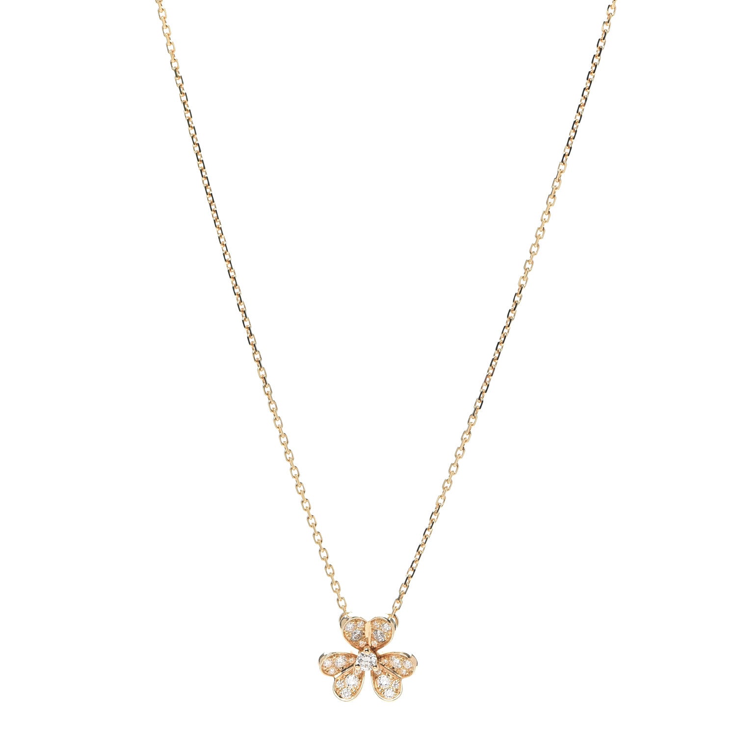 Van Cleef & Arpels 18K Yellow Gold Diamond Mini Frivole Pendant Pave Necklace 1 of 8