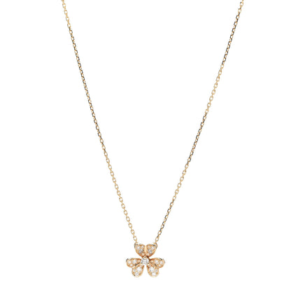 Van Cleef & Arpels 18K Yellow Gold Diamond Mini Frivole Pendant Pave Necklace 1 of 8