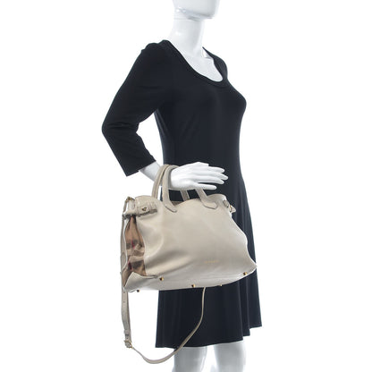 Burberry Smooth Calfskin Medium Banner Tote Off White 2 of 18