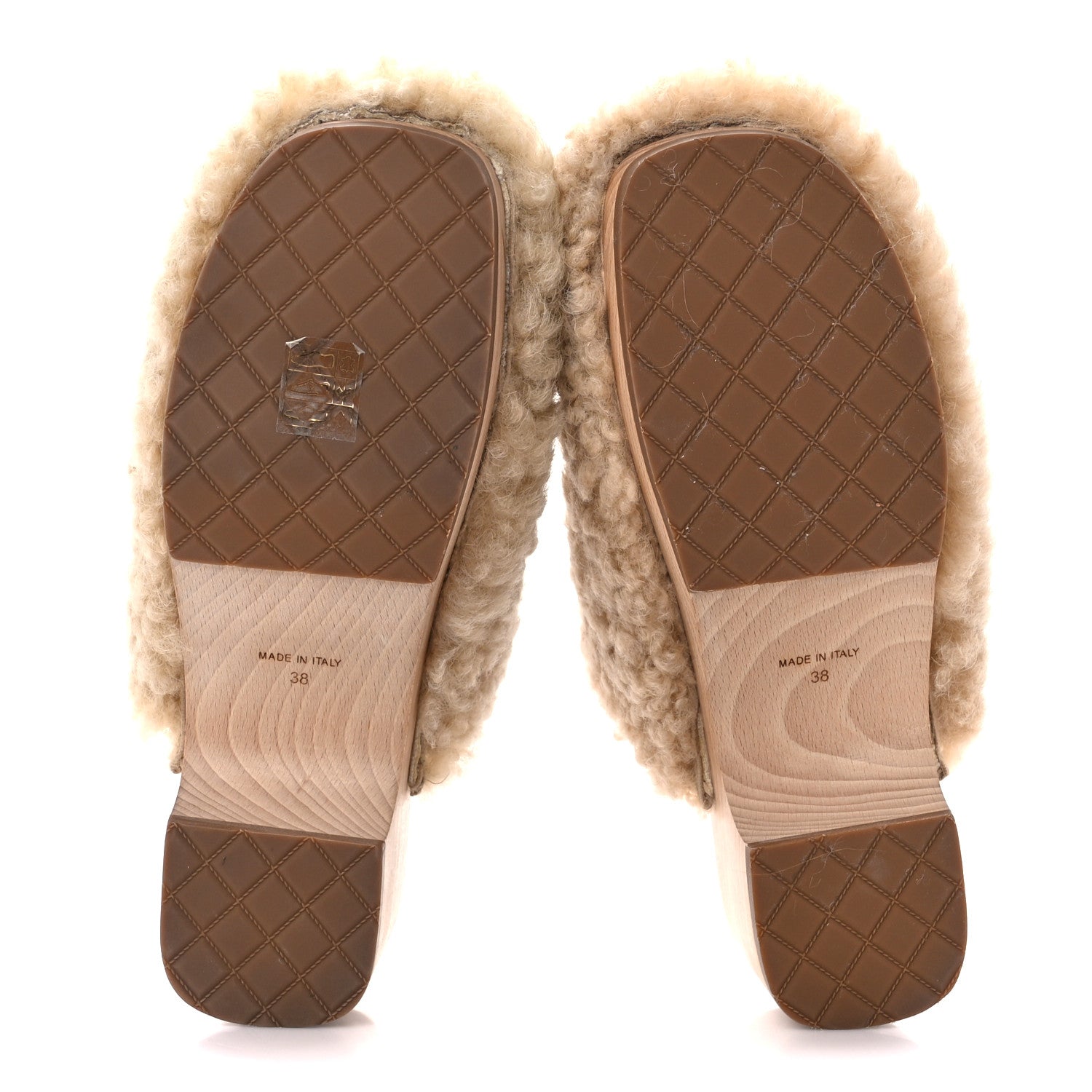 Chanel Shearling Lambskin Clogs 38 Beige 5 of 10