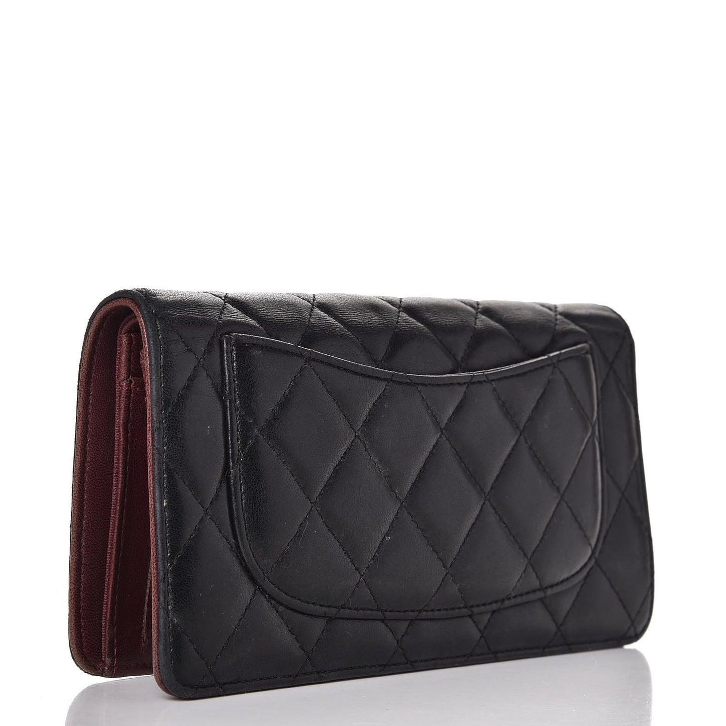 Lambskin Quilted Yen Wallet Black