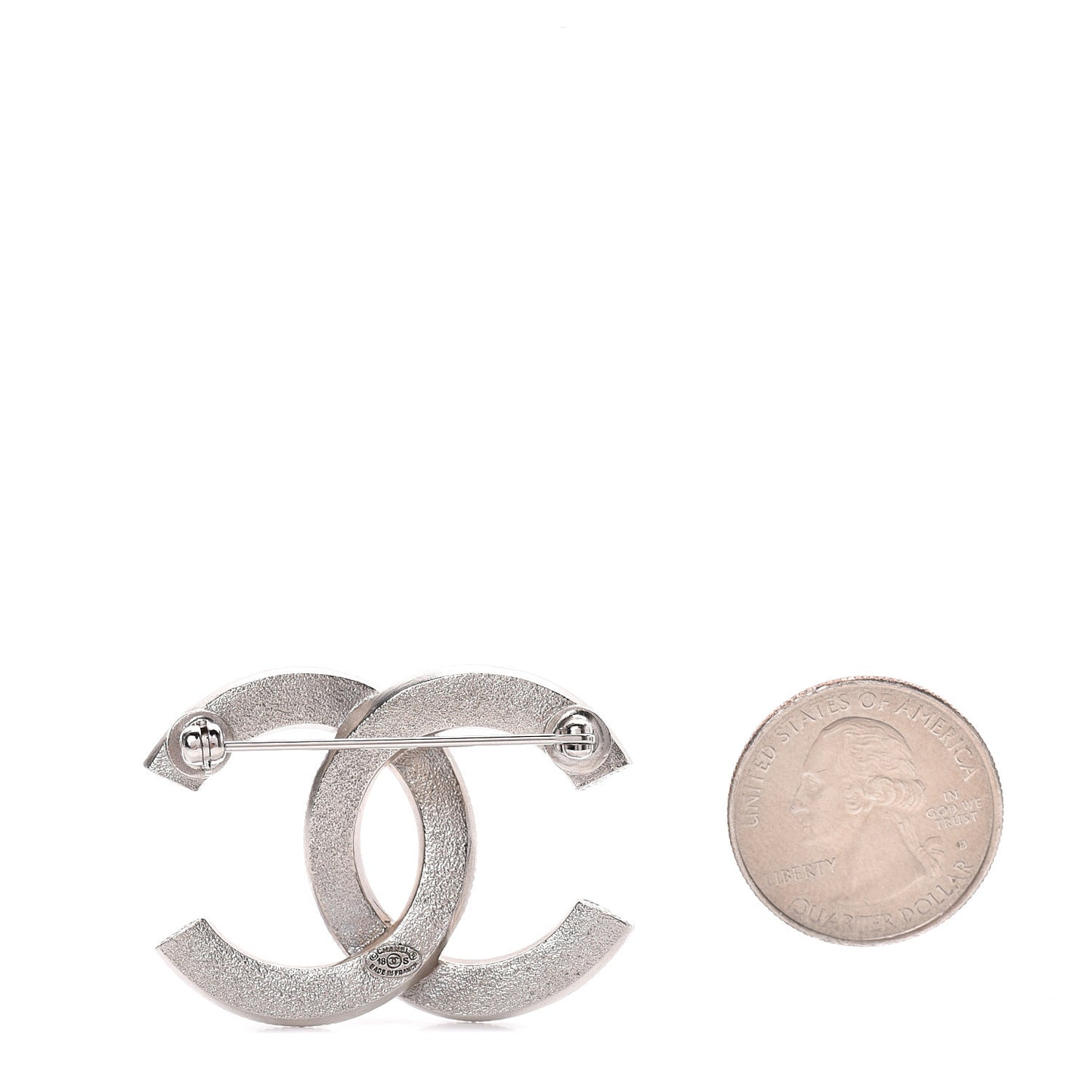 Baguette Crystal CC Brooch Silver