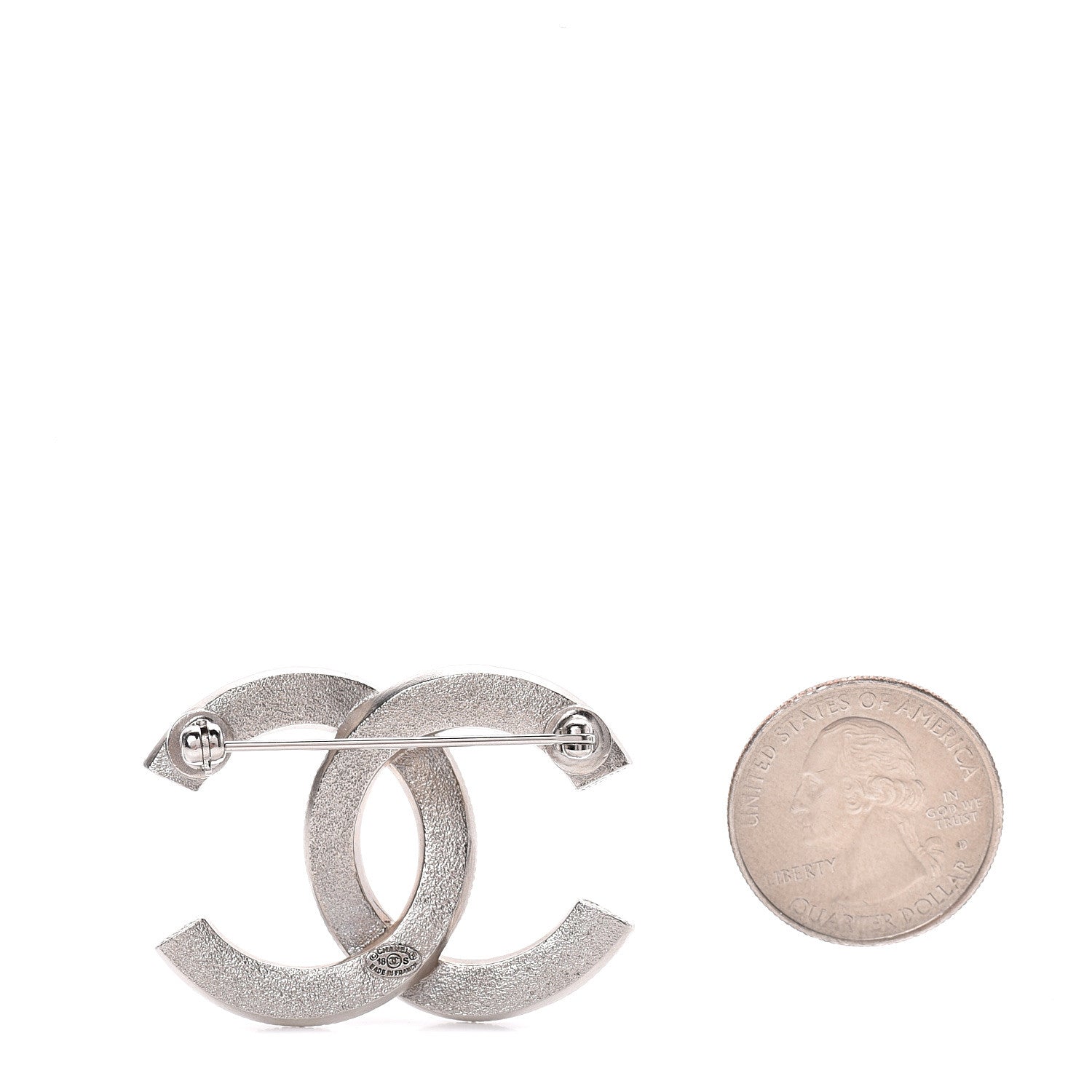Chanel Baguette Crystal CC Brooch Silver 2 of 3