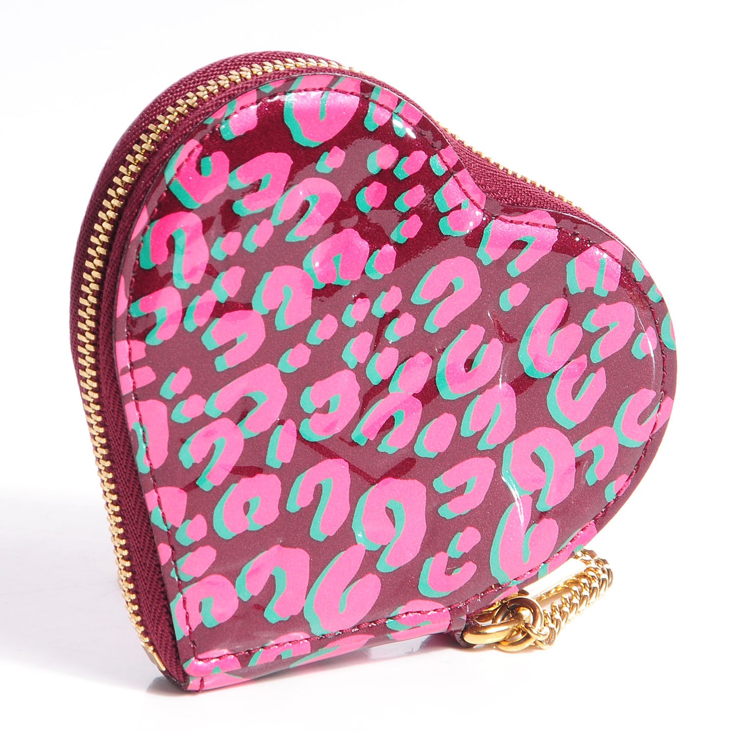 Monogram Leopard Coeur Heart Coin Purse Rouge Fauviste