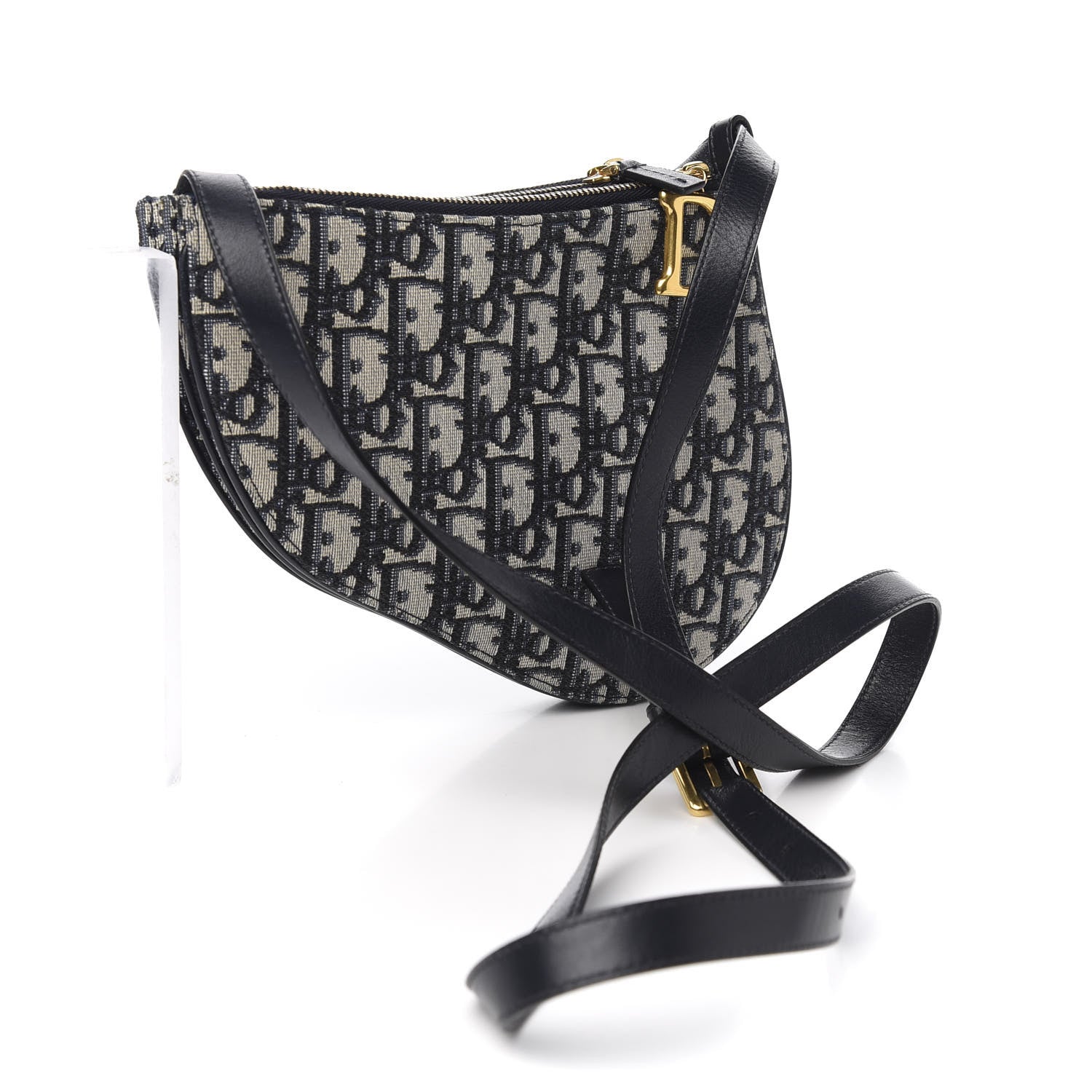 Christian Dior Oblique Saddle Pouch With Strap Navy Blue 4 of 10