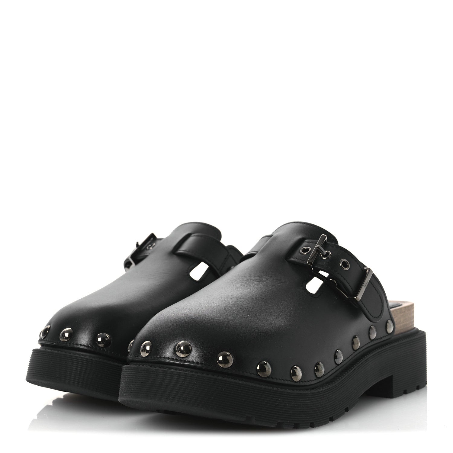Christian Dior Calfskin Diorquake Buckled Lug Sole 15mm Clogs 36 Black 4 of 11
