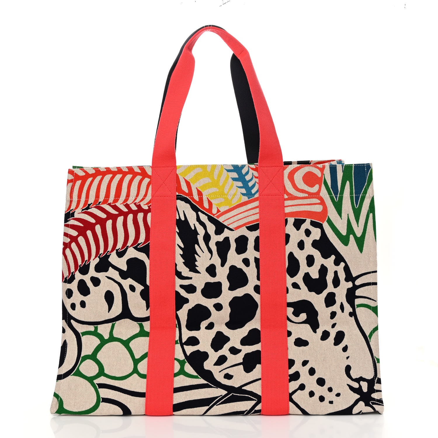Hermes Cotton Canvas Jaguar Quetzal Beach Bag 3 of 9