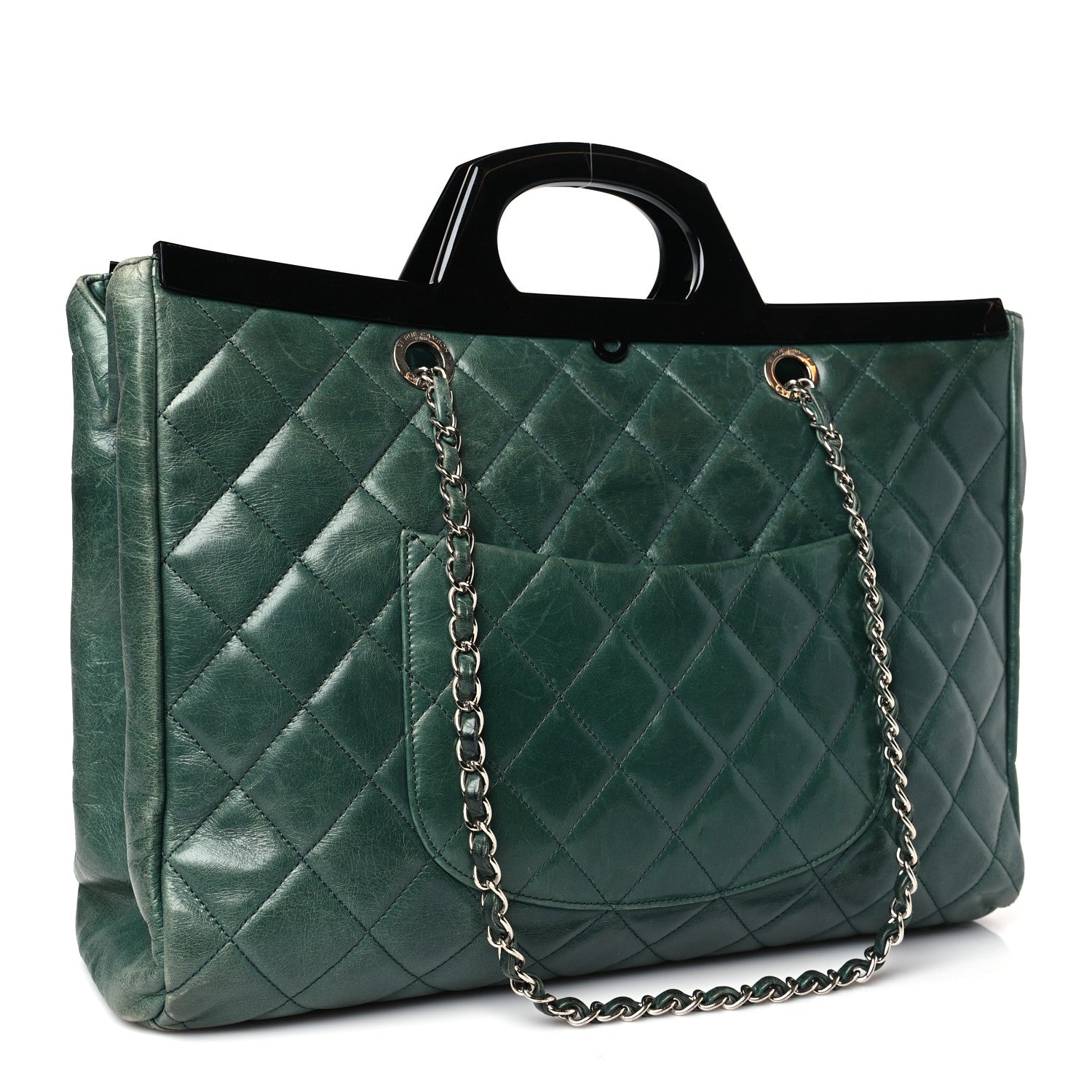 Chanel Glazed Calfskin Quilted Large CC Delivery Tote Green 3 of 11