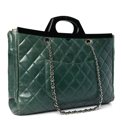 Chanel Glazed Calfskin Quilted Large CC Delivery Tote Green 3 of 11