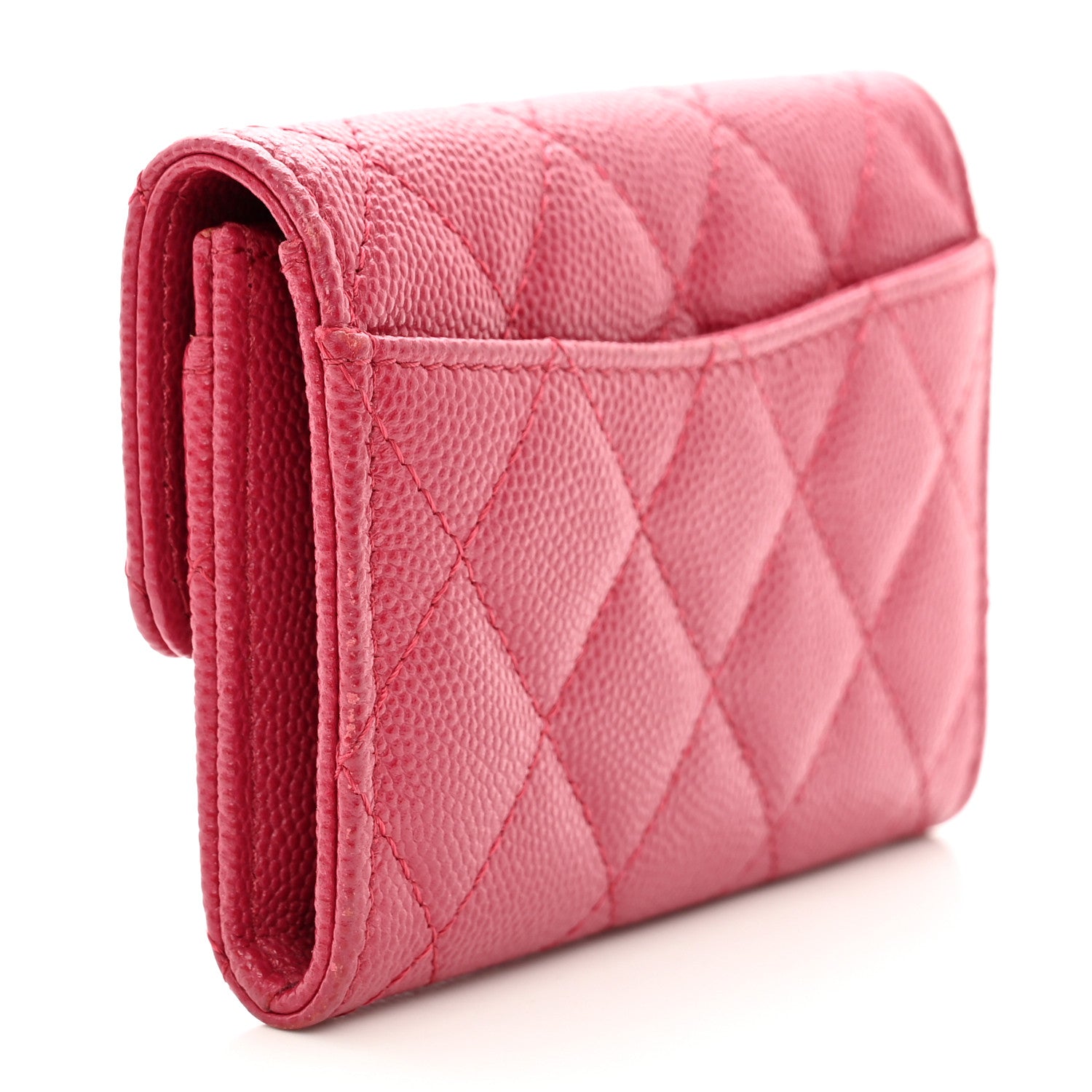 Chanel Caviar Quilted Flap Card Holder Wallet Dark Pink 3 of 12
