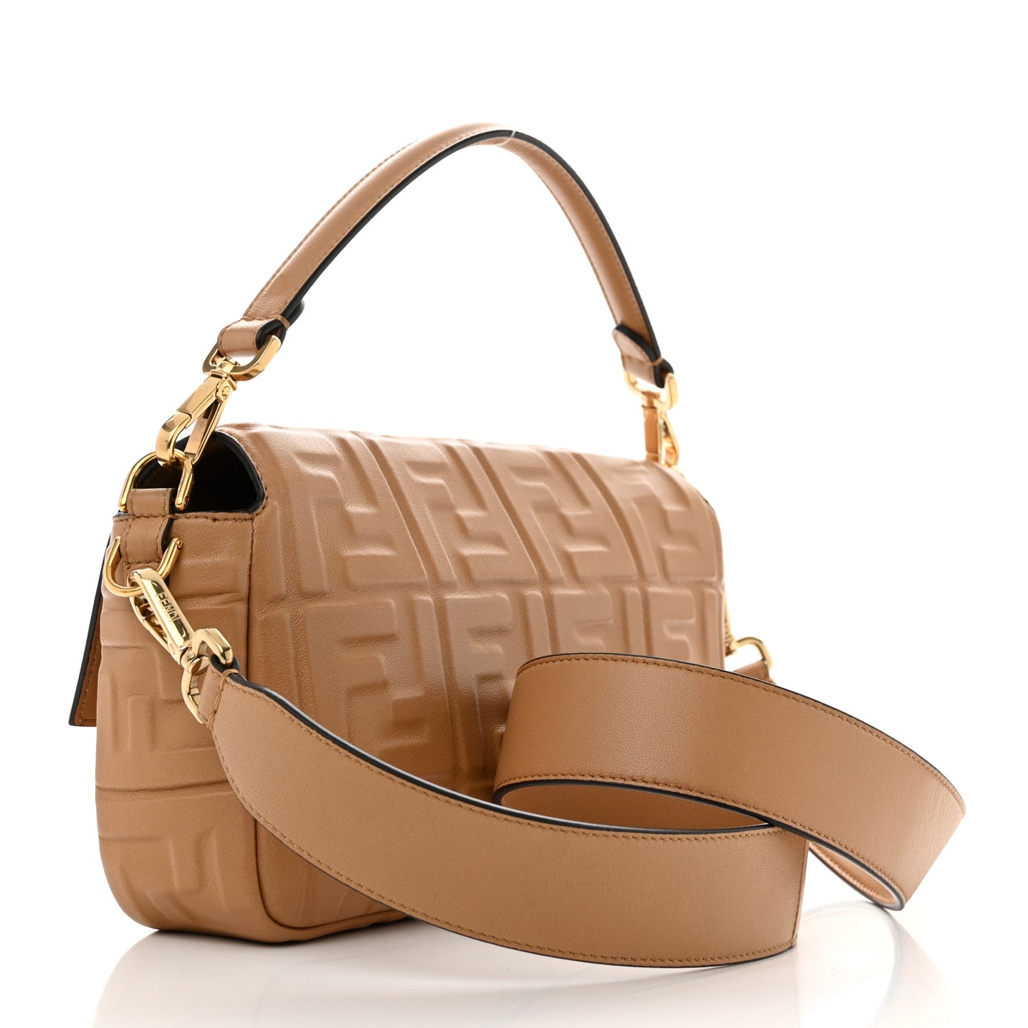 Nappa FF 1974 Embossed Baguette Miele Scuro