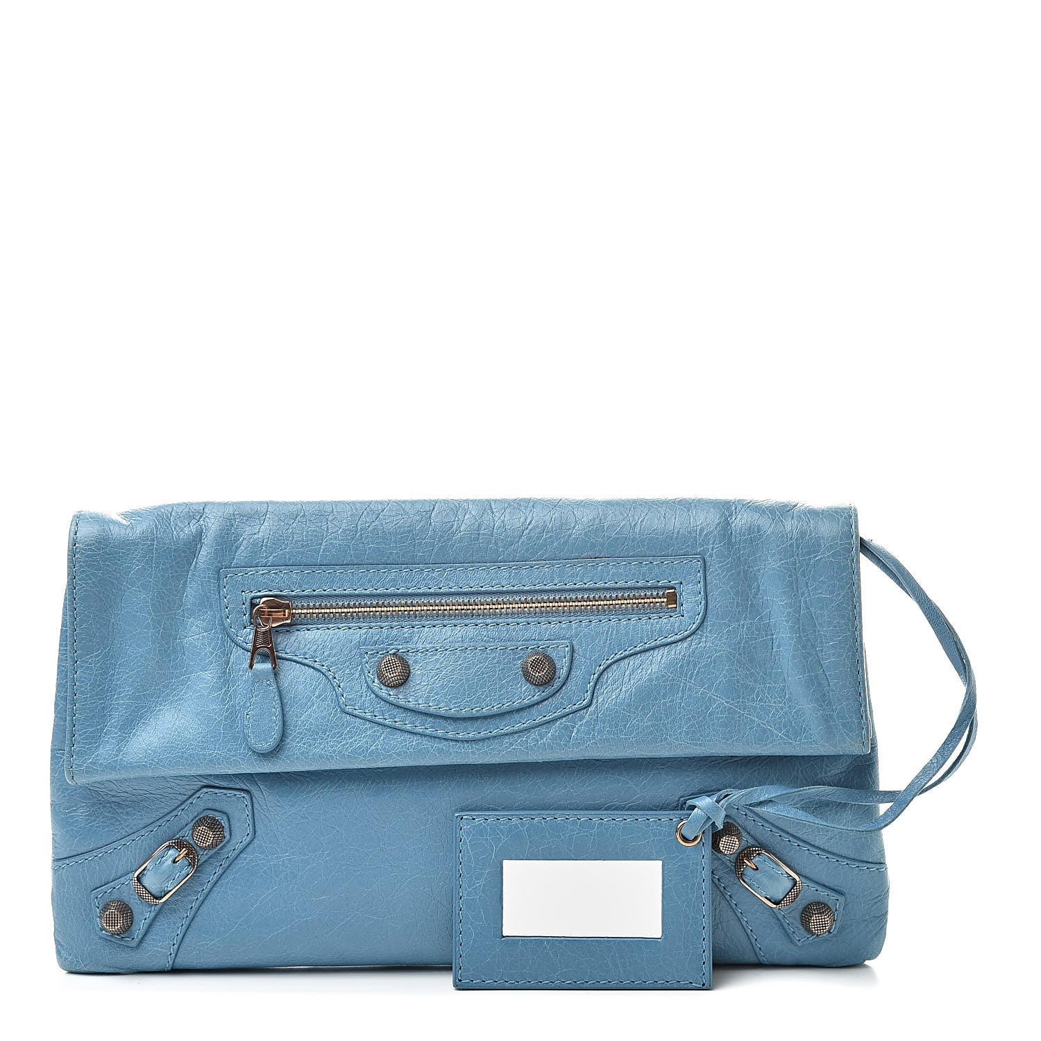 Balenciaga Agneau Giant 21 Rose Gold Hardware Envelope Clutch Bleu Tropical 1 of 7