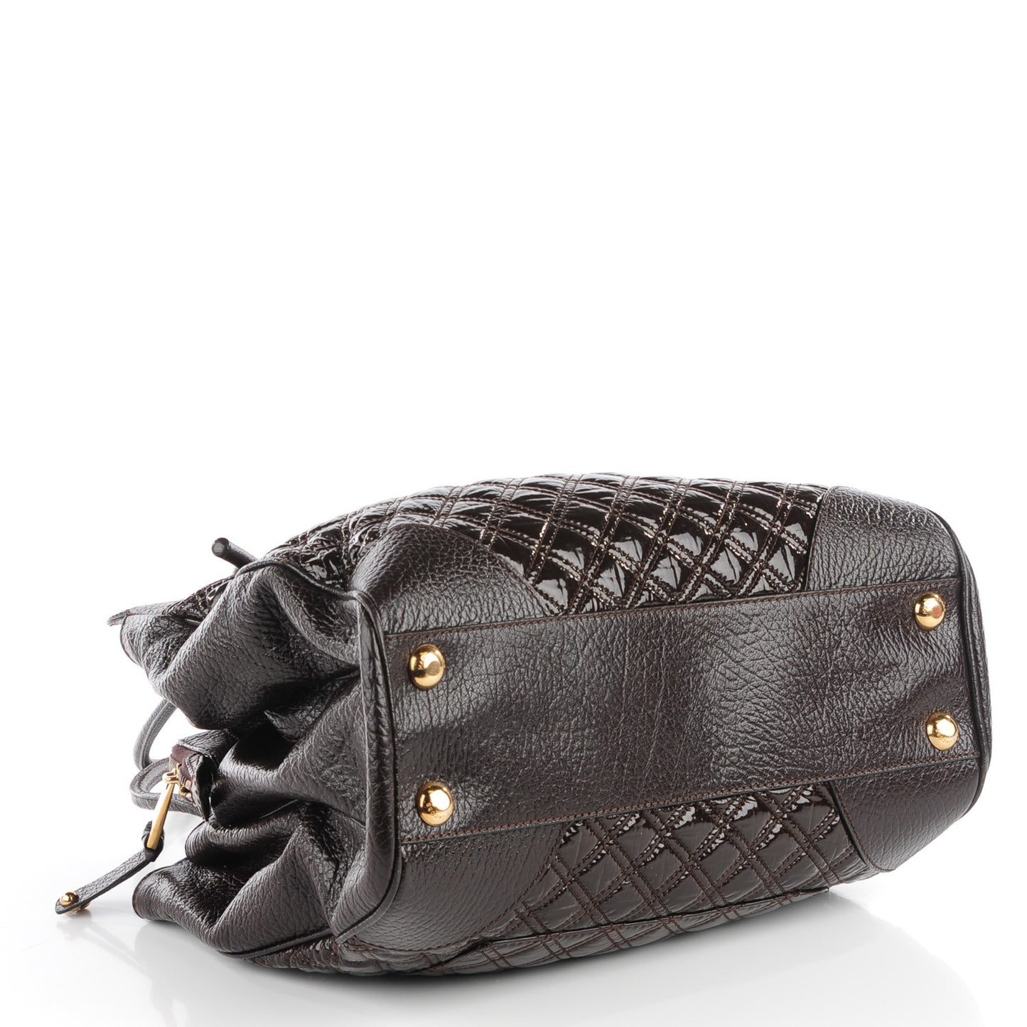 Patent Quilted N/S Swagger Tote Brown