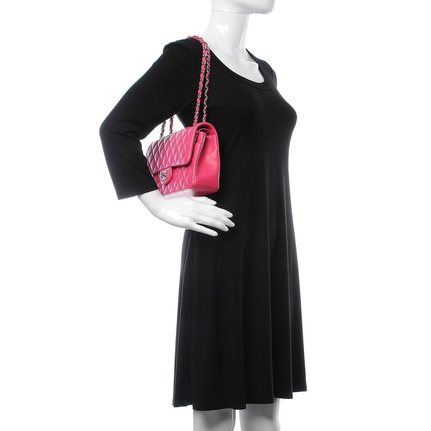 Lambskin Quilted Medium Double Flap Fuchsia