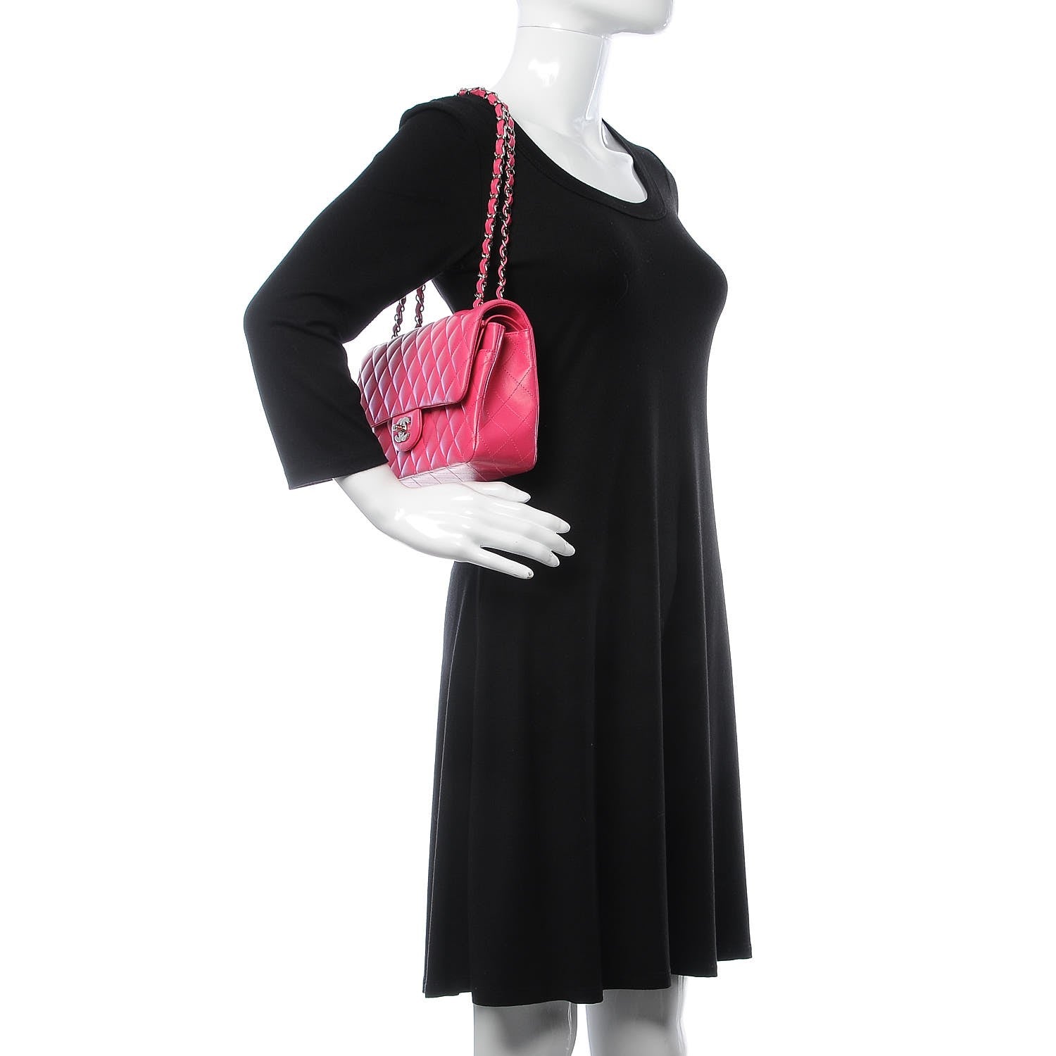 Chanel Lambskin Quilted Medium Double Flap Fuchsia 3 of 9