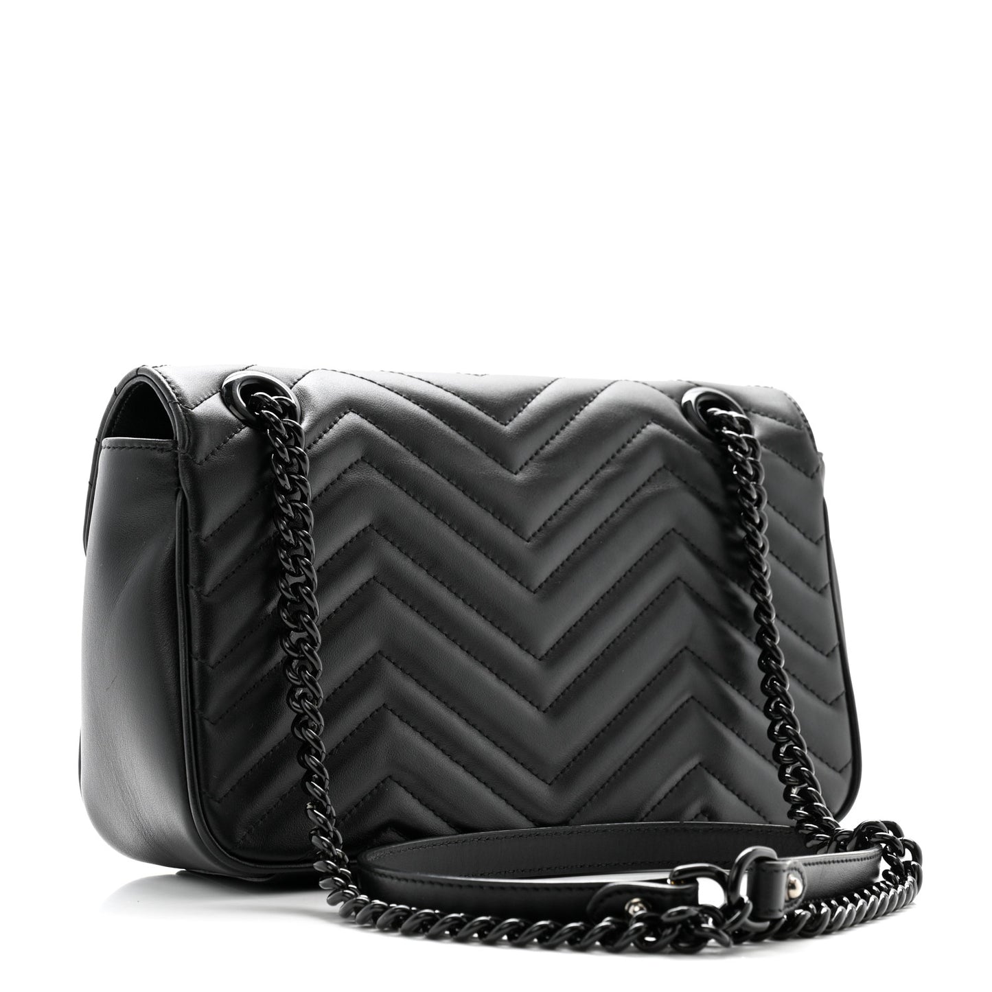 Calfskin Matelasse Monochrome Small GG Marmont Shoulder Bag Black