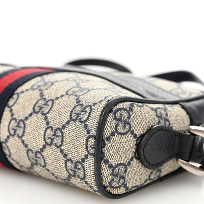 Gucci GG Supreme Monogram Textured Dollar Calfskin Web Mini Ophidia Shoulder Bag Beige Blue 10 of 12