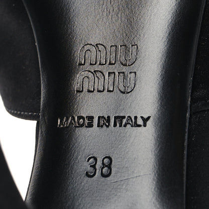 Miu Miu Satin Logo Sandals 38 Black 7 of 8