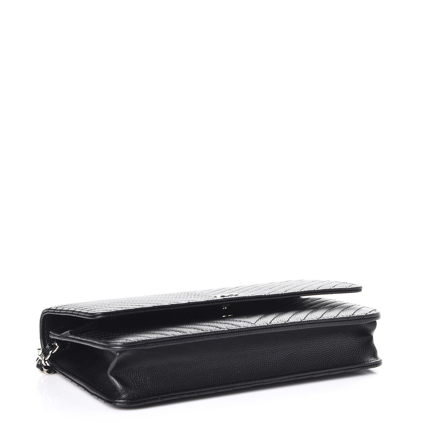 Caviar Chevron Quilted Wallet On Chain WOC Black