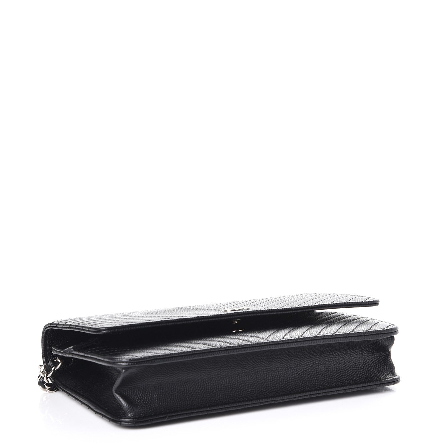 Chanel Caviar Chevron Quilted Wallet On Chain WOC Black 4 of 9