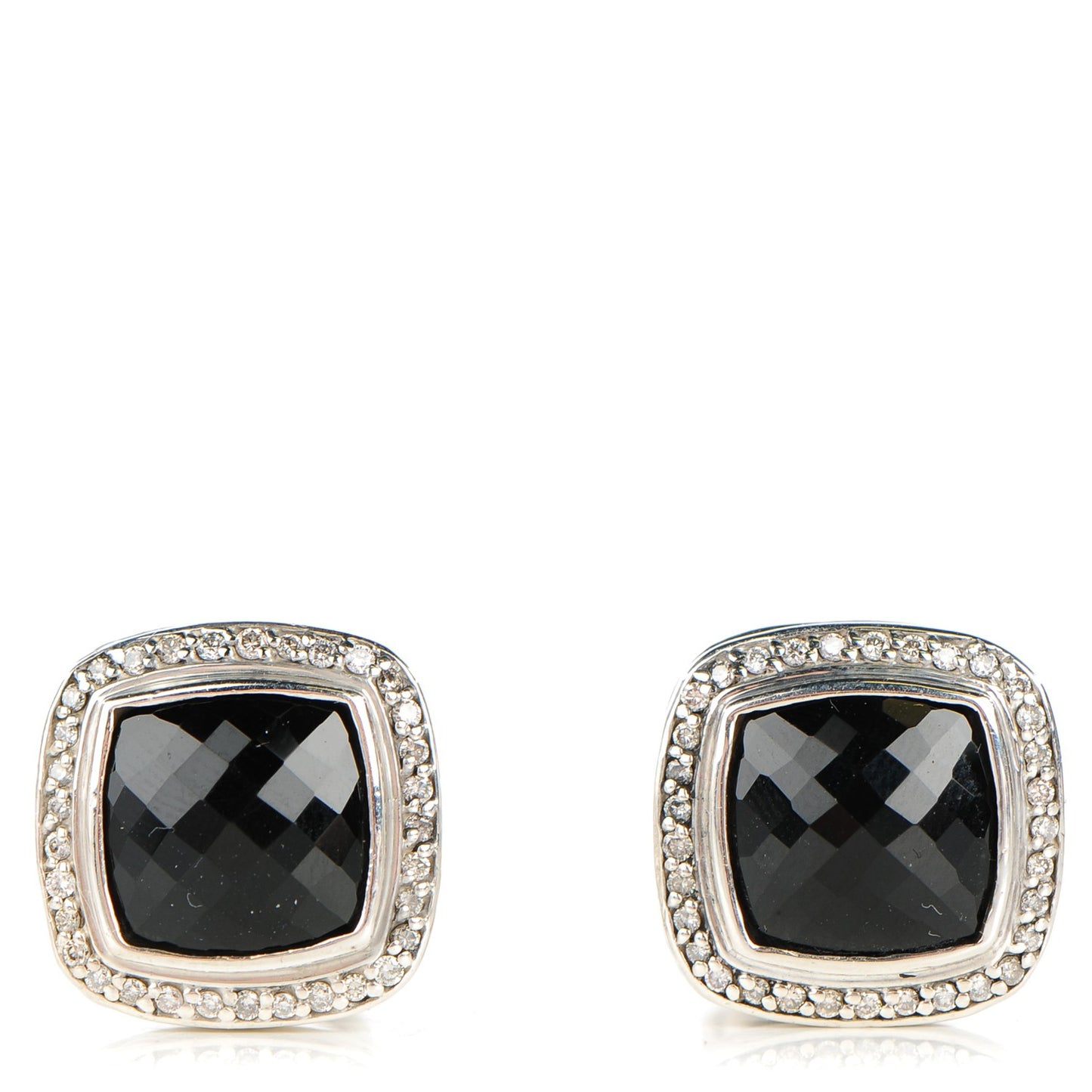 Sterling Silver Pave Diamond Black Onyx 11mm Albion Earrings