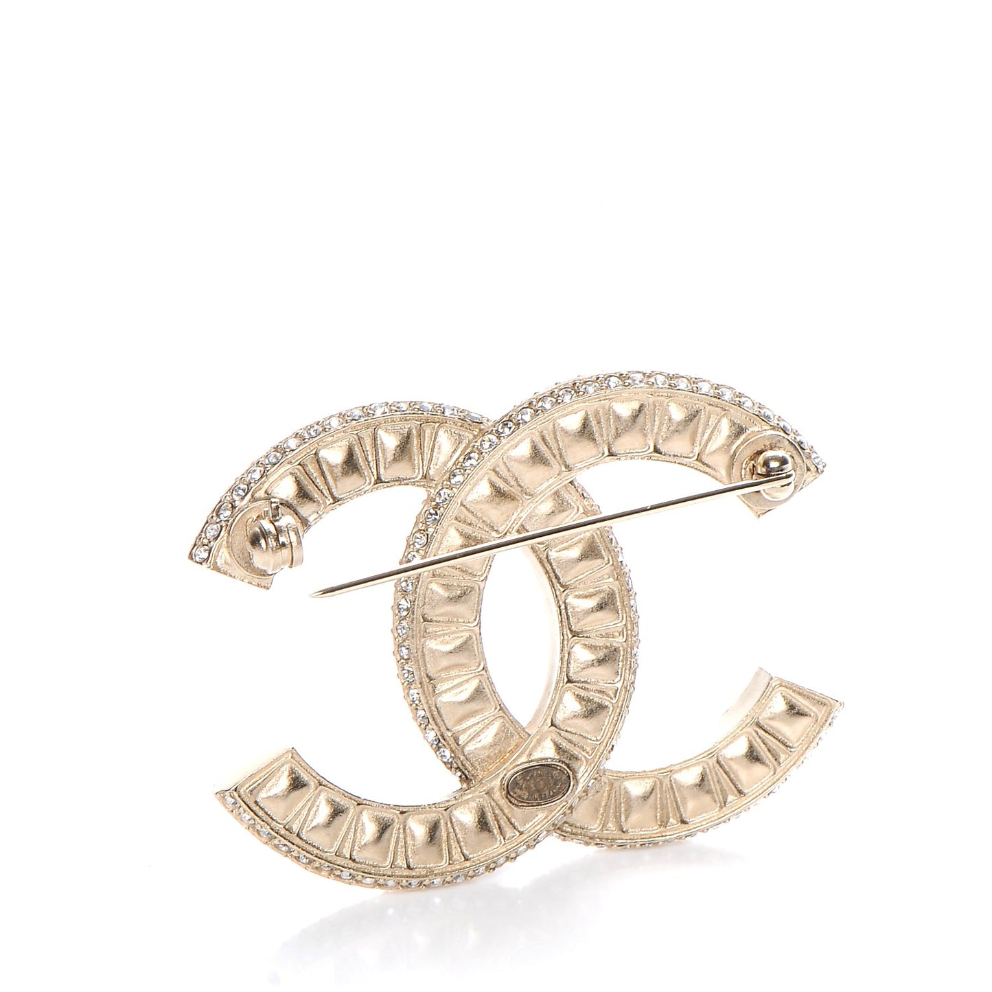 Baguette Crystal CC Brooch Gold