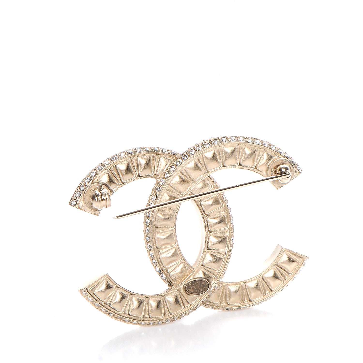 Chanel Baguette Crystal CC Brooch Gold 3 of 5