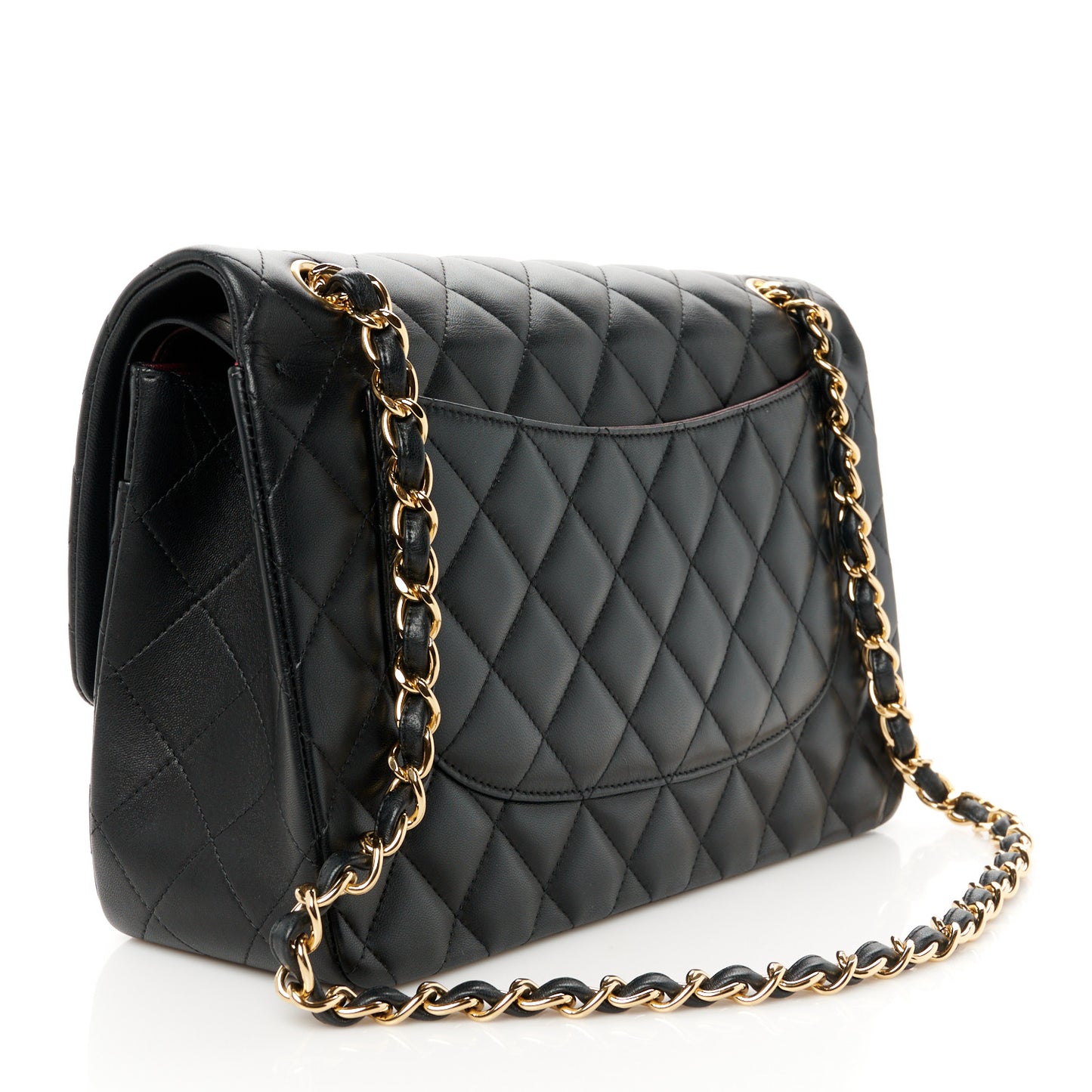 Lambskin Quilted Jumbo Double Flap Black