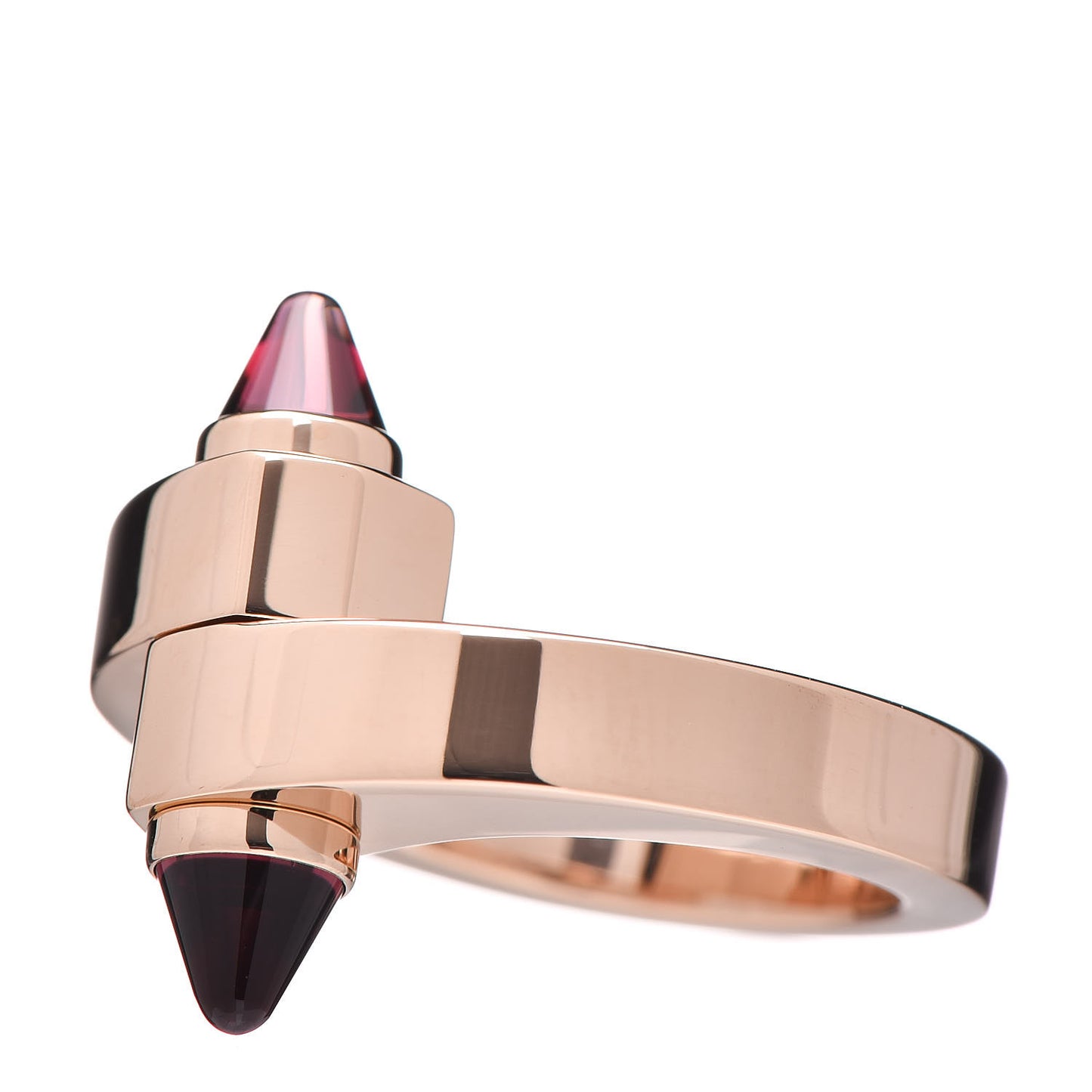 18K Pink Gold Rhodolite Garnet Menotte Bypass Ring 50 5.25
