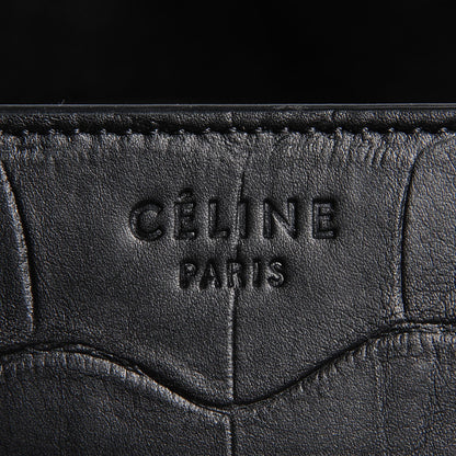 Celine Crocodile Embossed Calfskin Medium Phantom Luggage Black 8 of 8