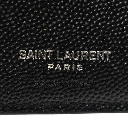Saint Laurent Grain De Poudre Matelasse Chevron Monogram Zipped Two-Part Wallet Black 7 of 9
