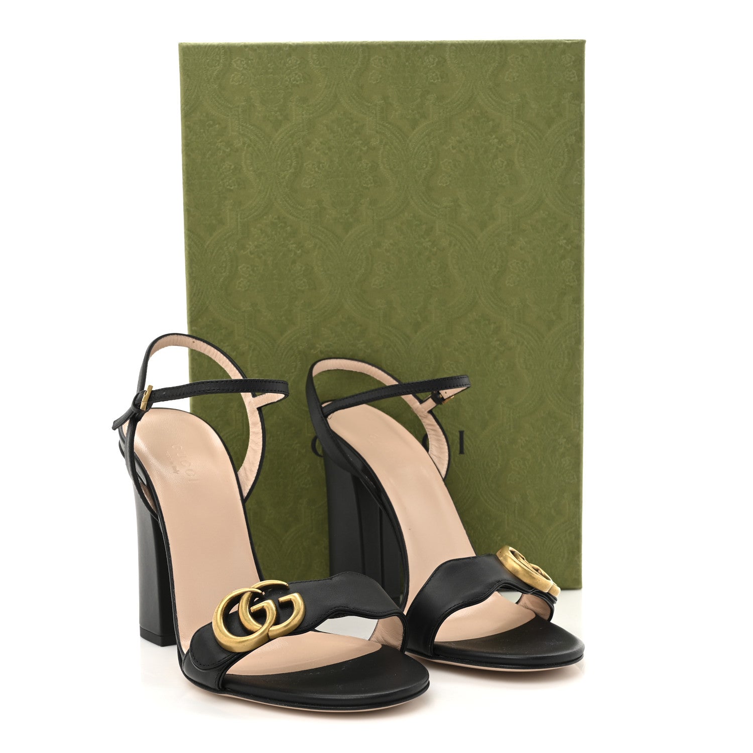 Gucci Lifford Calfskin GG Marmont Ankle Wrap 105mm Sandals 37 Black 11 of 11