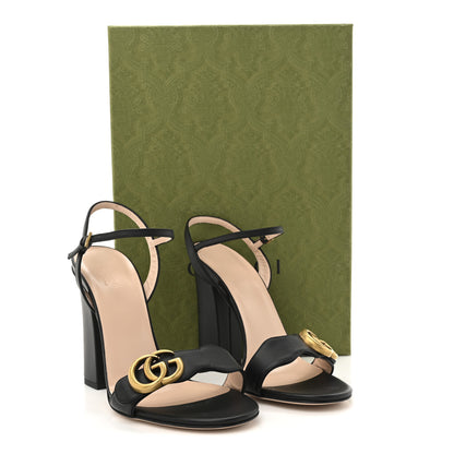 Gucci Lifford Calfskin GG Marmont Ankle Wrap 105mm Sandals 37 Black 11 of 11