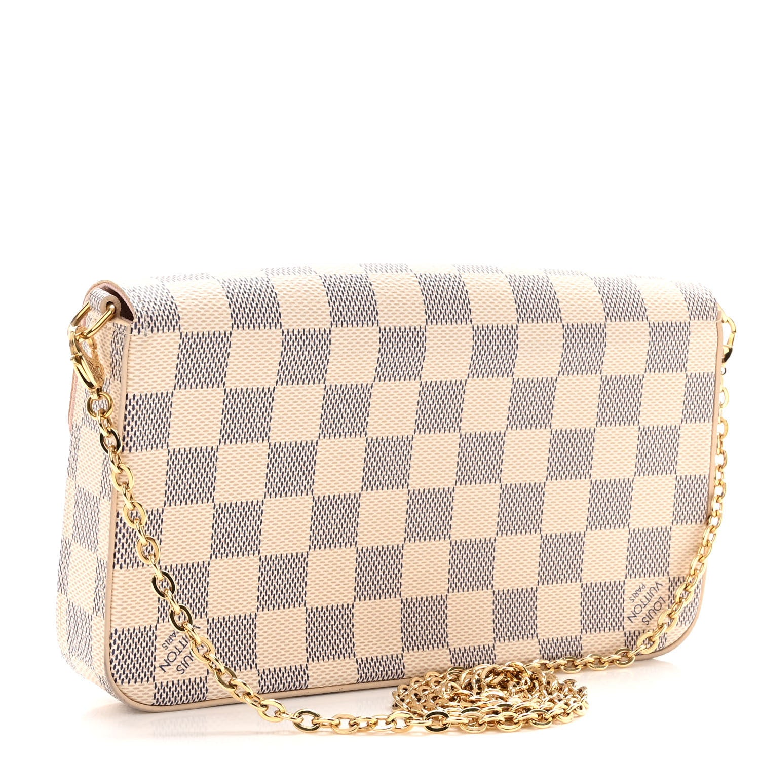Louis Vuitton Damier Azur Pochette Felicie Chain Wallet Rose Ballerine 3 of 10