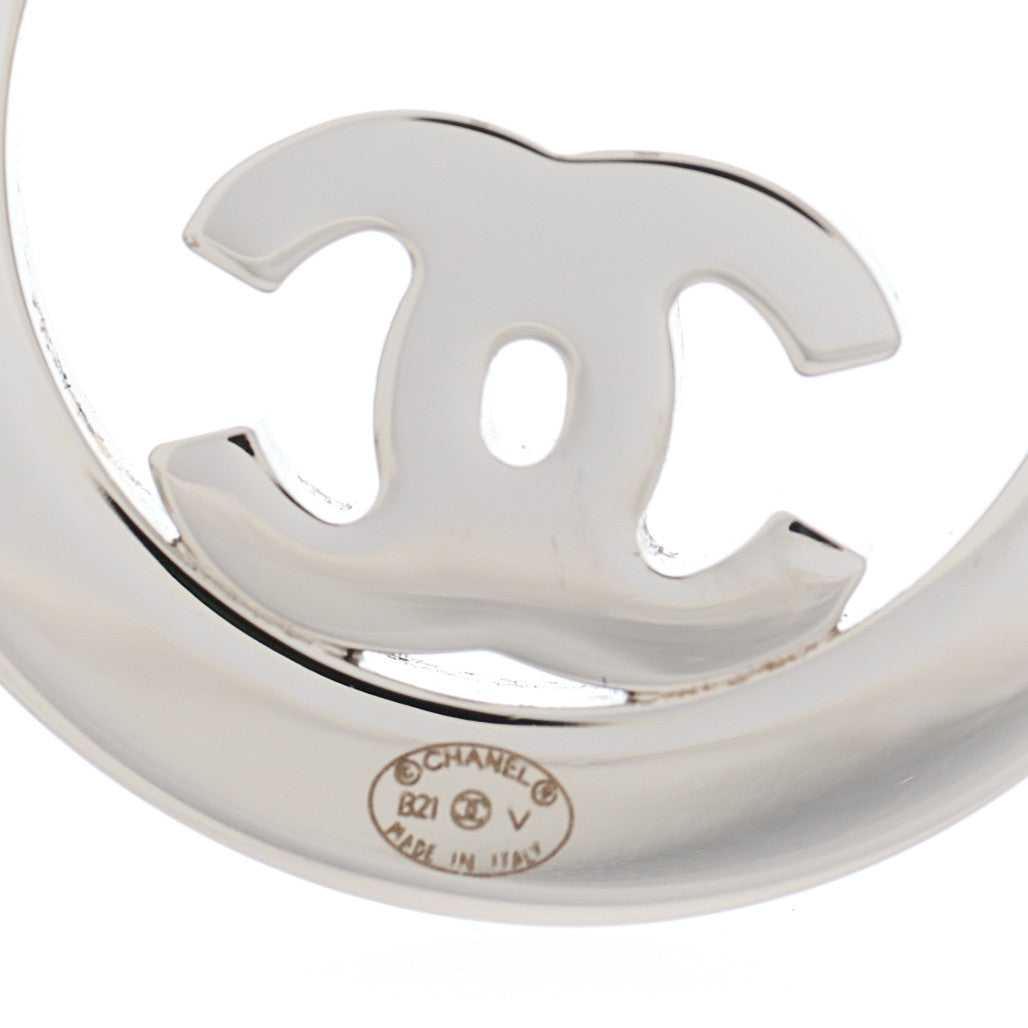 Crystal CC Round Earrings Silver