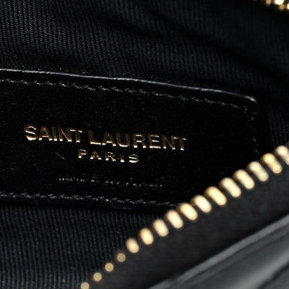 Saint Laurent Calfskin Matelasse Monogram Key Pouch Black 6 of 6