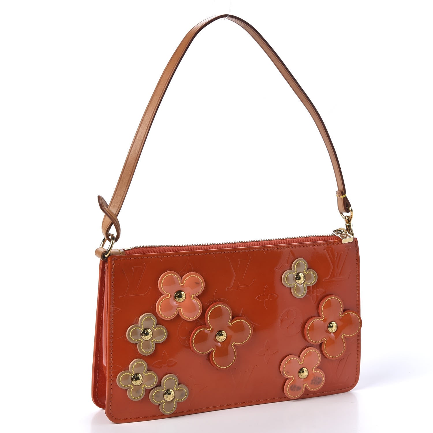 Louis Vuitton Vernis Lexington Fleurs Pochette Orange 2 of 10